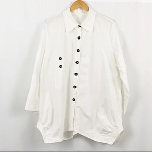 IC by Connie White Button Down Blouse XXL